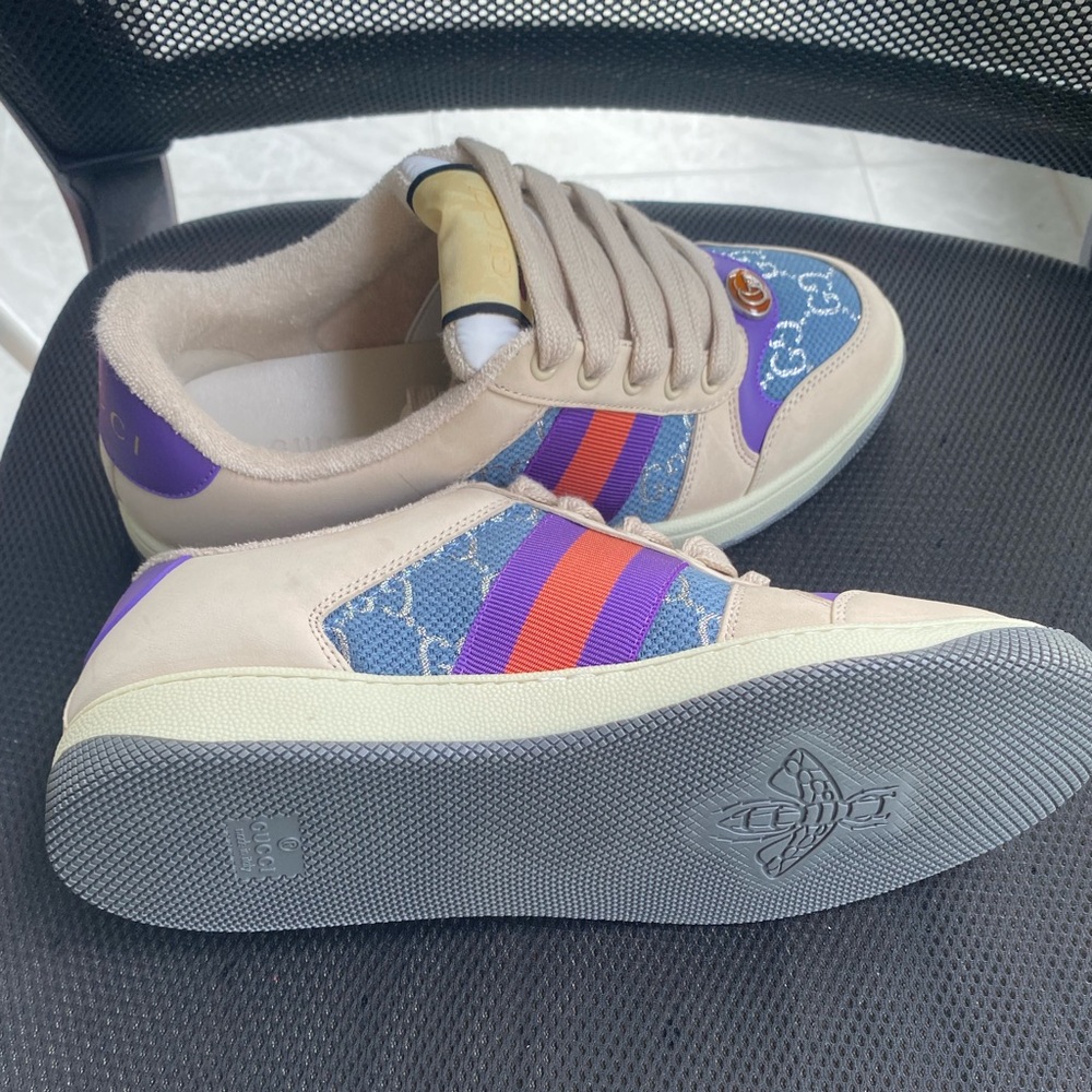Gucci Women's Beige and Purple Sneakers - Picture 4 of 4